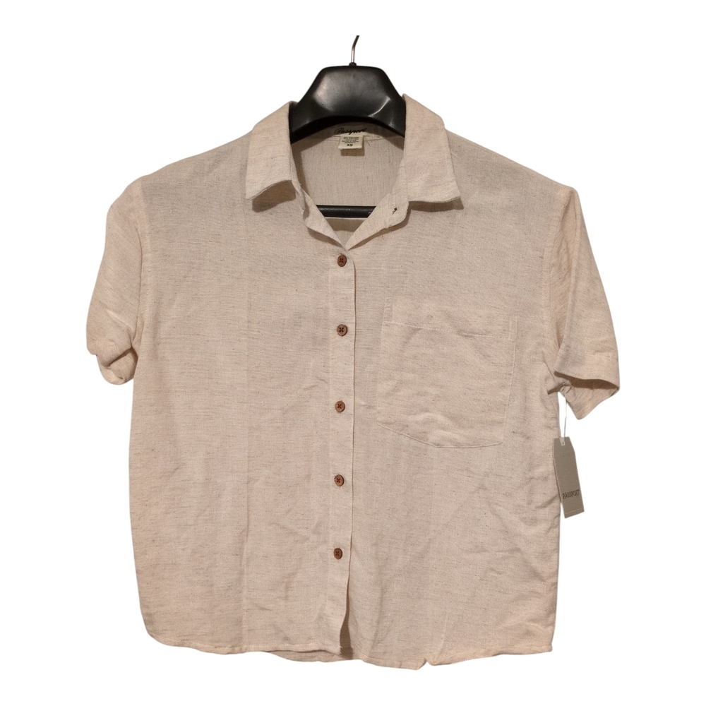 Women's Beige Button Down Short Sleeve Size XS